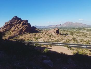 Scenic view of mountains against clear sky