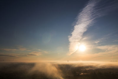 Scenic view of silhouette landscape against sky during sunset