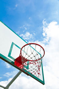 Low angle view of basketball hoop against sky