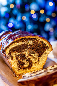 Close-up of cake on table