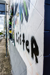 Close-up of graffiti on wall
