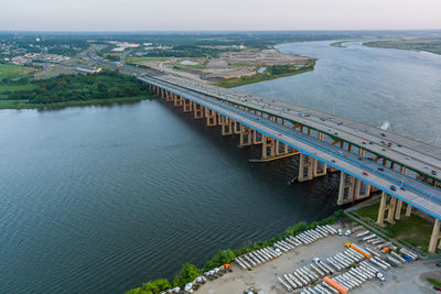 High angle view of bridge over river