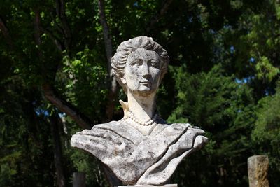 Close-up of statue against trees