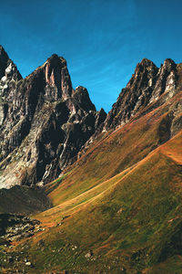 Scenic view of rocky mountains against sky