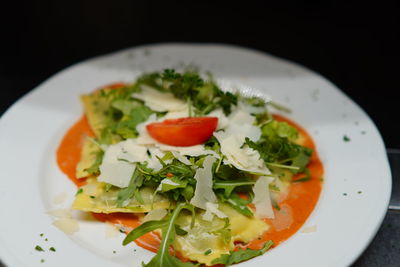 Close-up of meal served in plate