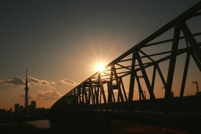 Silhouette of bridge at sunset