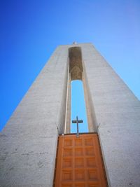 Low angle view of church against blue sky