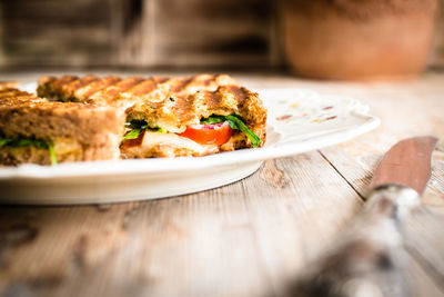 Close-up of salad in plate on table