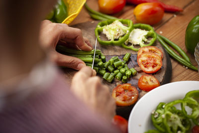 High angle view of food on table