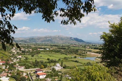 Scenic view of townscape against sky