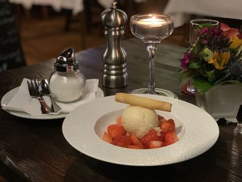 Food served on table in restaurant