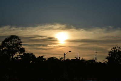 Silhouette trees against sky during sunset