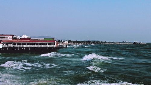 Scenic view of sea against clear sky