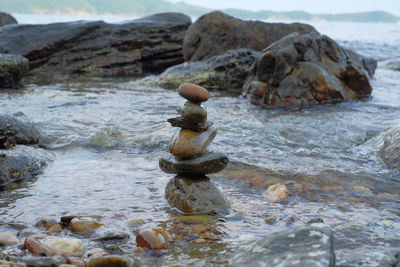 Stack of stones in sea