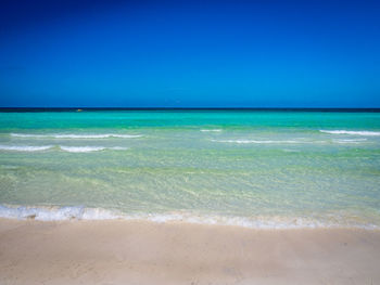 Scenic view of sea against clear sky