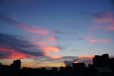 Silhouette buildings against sky during sunset