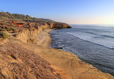 Scenic view of sea against clear sky