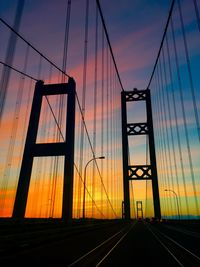 View of suspension bridge during sunset