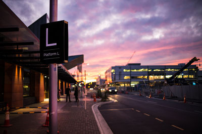 City street at sunset