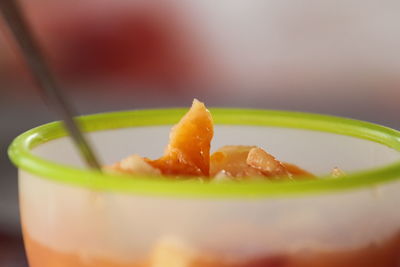 Close-up of lemon slice in glass