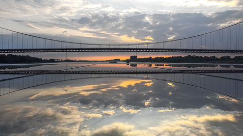 View of suspension bridge during sunset