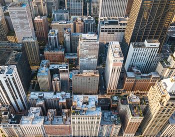 High angle view of buildings in city