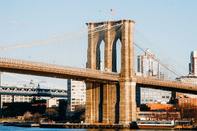 Low angle view of suspension bridge