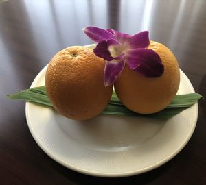 Close-up of orange fruit on table