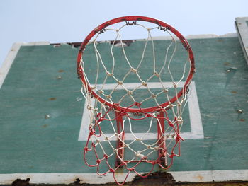 Low angle view of basketball hoop against sky