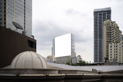 White big billboard in city. large blank billboard on a street wall, banners with room to add your