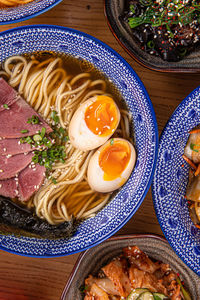 High angle view of food on table