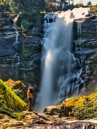 View of waterfall in forest