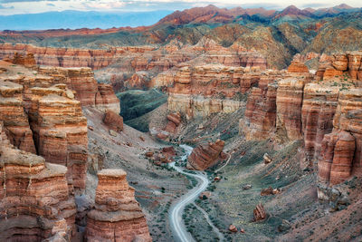 Aerial view of rock formations