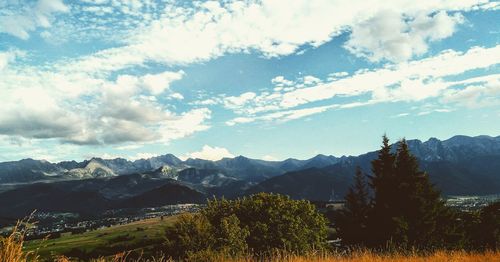 Scenic view of mountains against sky