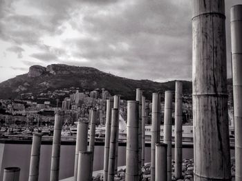 Cloudy sky over mountain range