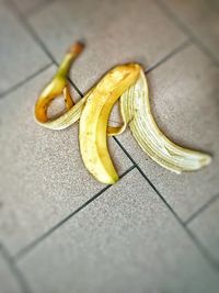 High angle view of yellow fruit on floor