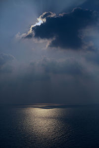 Scenic view of sea against storm clouds