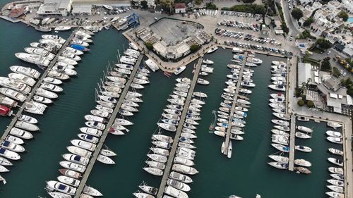 High angle view of marina