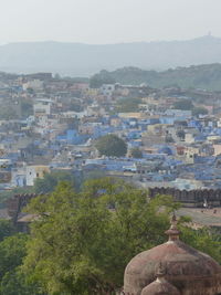 High angle view of buildings in city