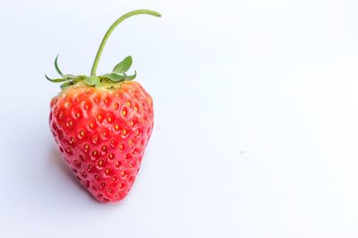 Close-up of strawberry against white background