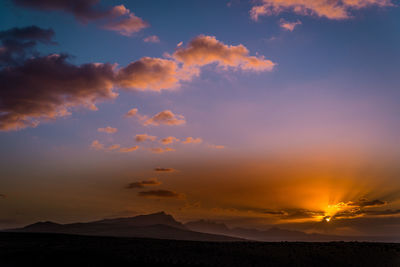 Scenic view of silhouette landscape against sky during sunset