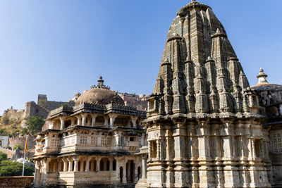 Low angle view of historic building against clear sky