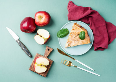 High angle view of food on table