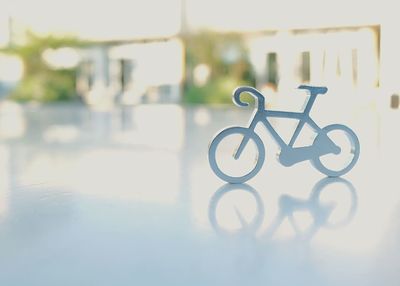 Close-up of bicycle model on table