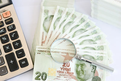 High angle view of text on table