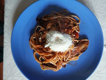 High angle view of food in bowl