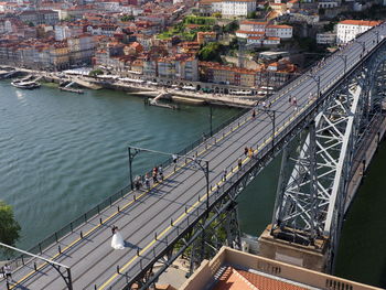 High angle view of bridge over river