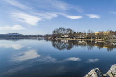 Scenic view of lake against sky