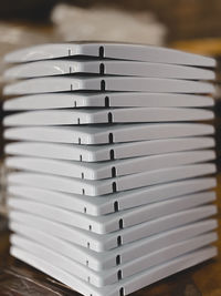 High angle view of books on table