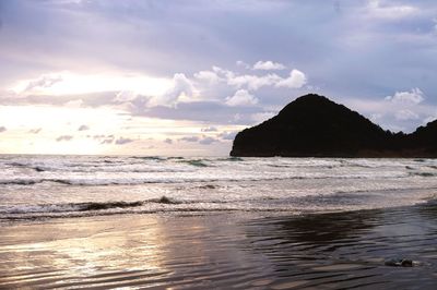 Scenic view of sea against sky during sunset